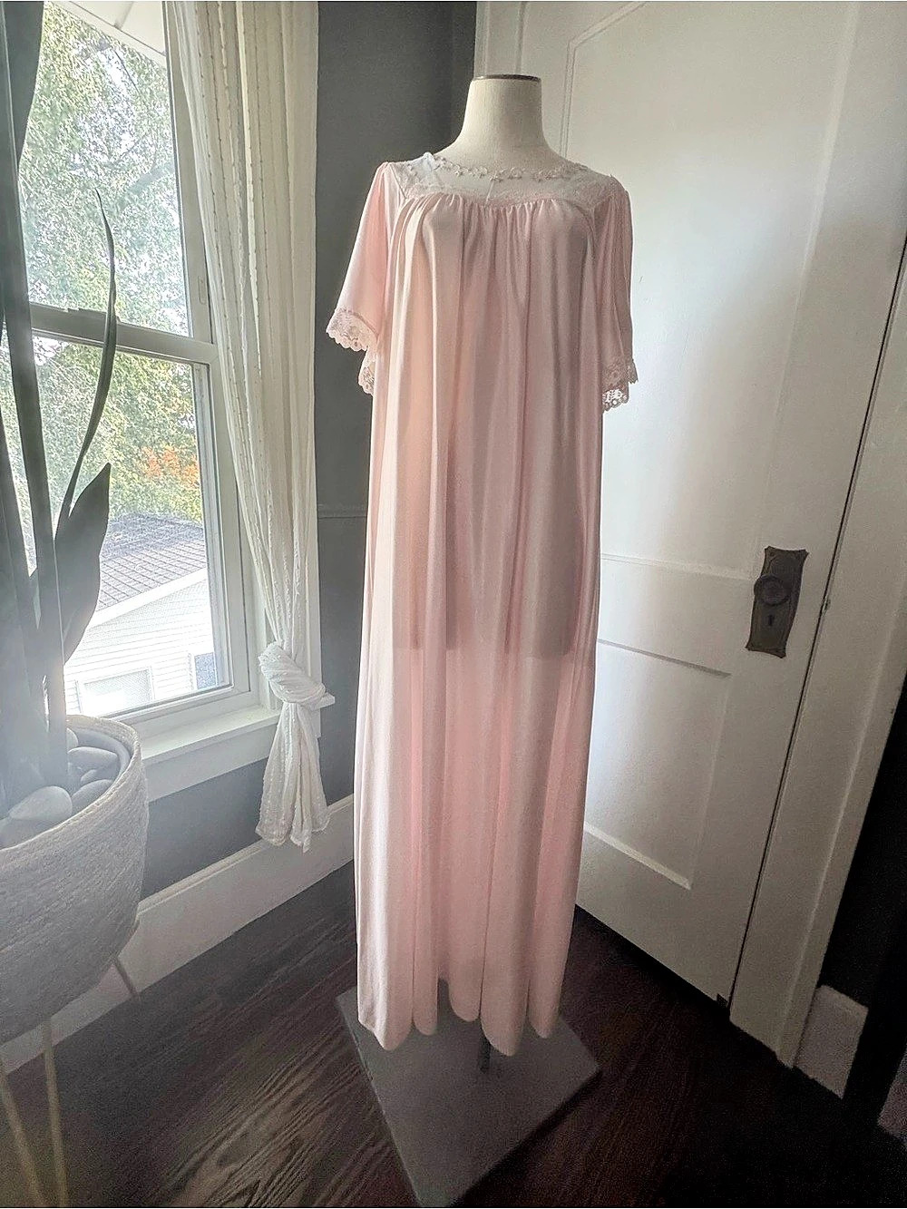 Vintage Katz Pink Lace Trim Nightgown
